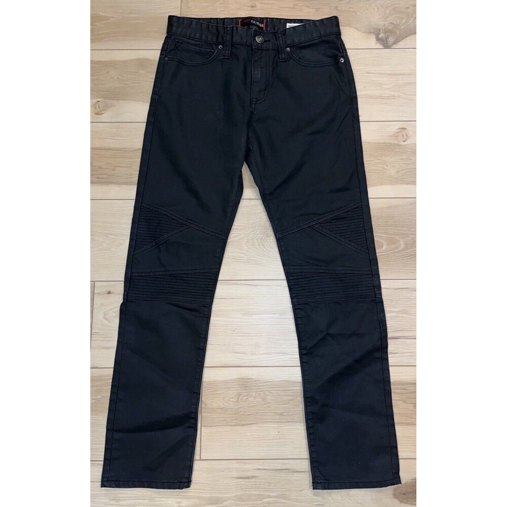 Guess Mens Coated Black Scotch Fit Skinny Moto Jeans 31 x 32 90's Y2K‎